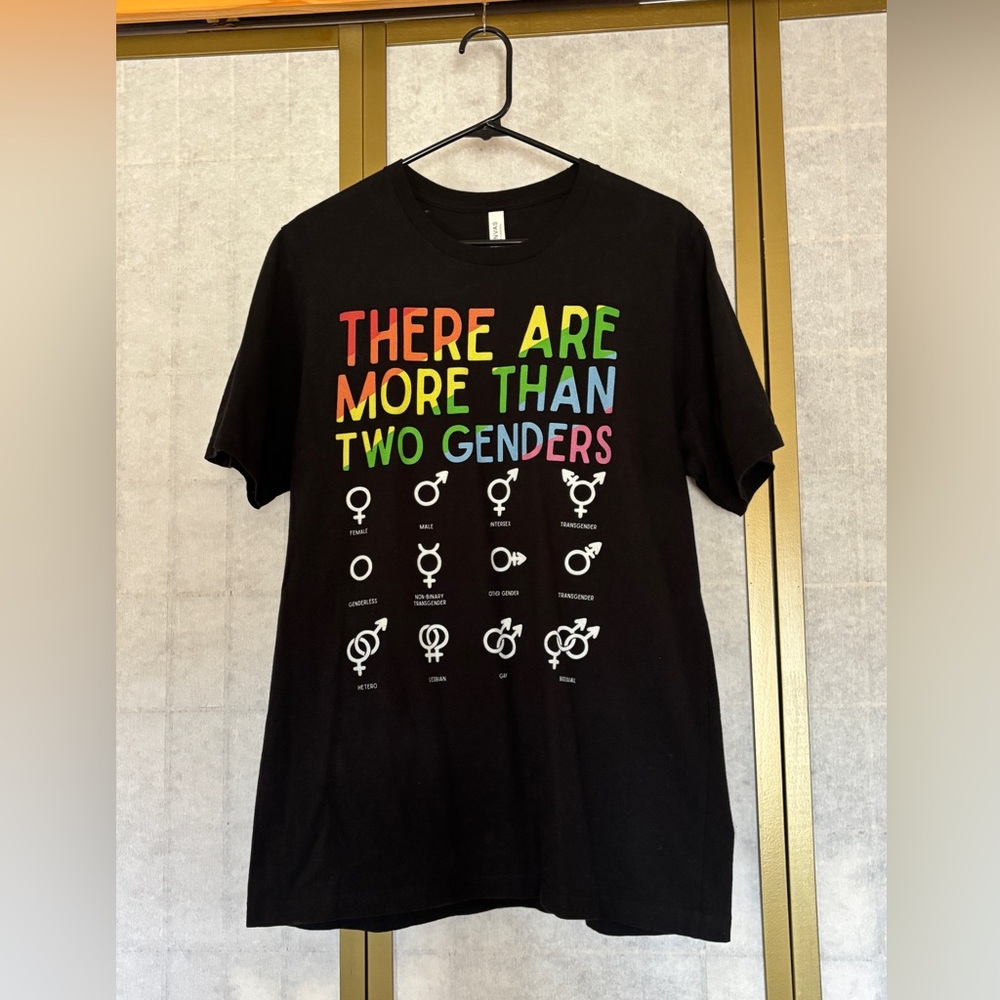 Rainbow Text on Black T-Shirt